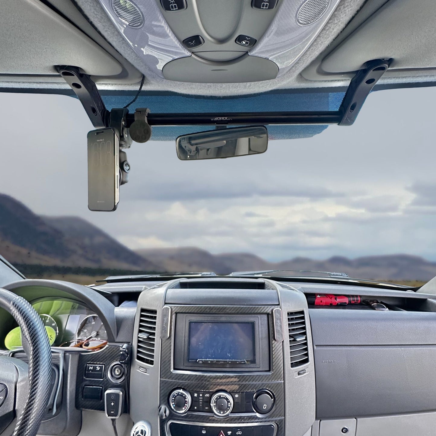Sprinter Van Visor Tube Mount for Navigation Devices and Accessories – TERRA X Visordok TubeTrak